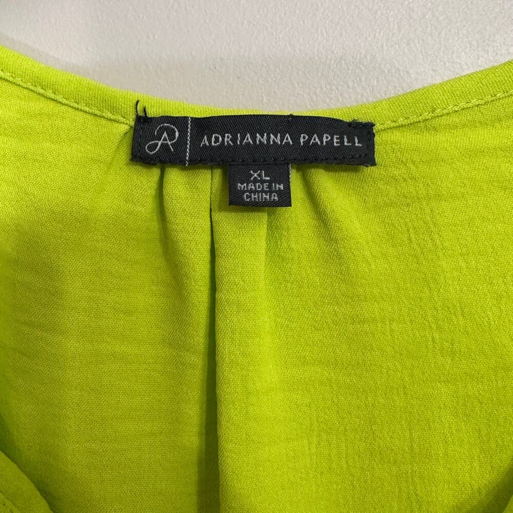 Adrianna Papell Neon Lime Lace Cold Shoulder Blouse XL - Picture 4 of 8